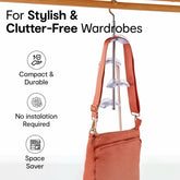 Anko 4 Tier Stainless Steel Organizer Hanging Closet Hook for Purses, Ties, Belts, Handbags, Accessories Organizer | Portable Hanging Organiser with Wide Hooks |39cm (H) x 7cm (W) x 5.5cm (D)